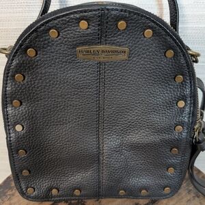 Harley-Davidson Black Leather Midnight Rider Convertible Backpack Crossbody